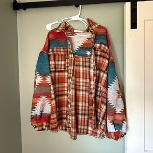 NWOT 1x Chic Soul Plaid and Aztec Print Jacket/Shacket